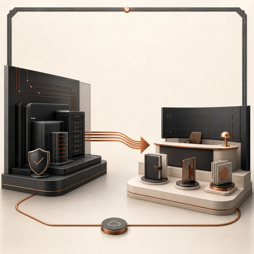 A governed operational system transferring into a human-controlled workspace and runbook
